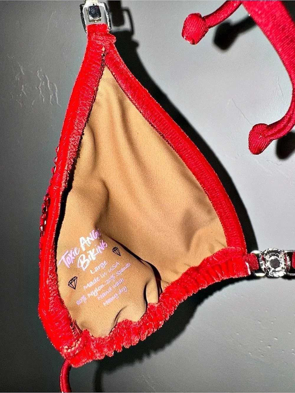 Toxic Angelz Bikinis- Velvet -Red Rhinestone Bikini -NPC Bikini